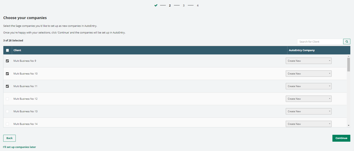 Screenshot of multi-company select