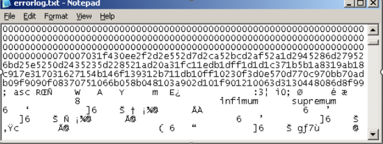Example of Errorlog.txt.