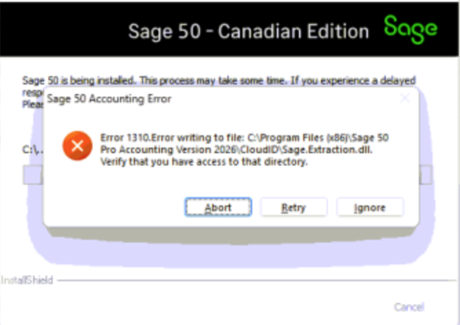 The error message window.