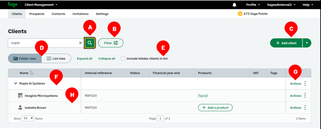 image of client list annotated with different parts