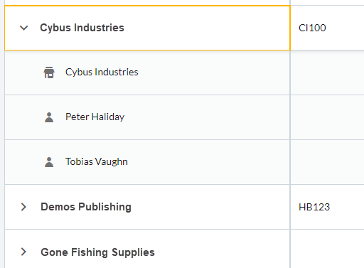 Screenshot of client list.